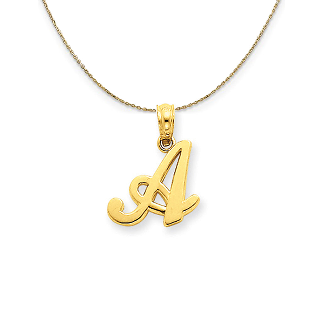 14k Yellow Gold, Mimi, Sm Script Initial A Necklace, Item N20077 by The Black Bow Jewelry Co.