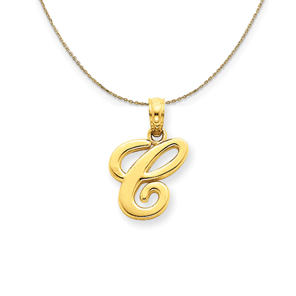 14k Yellow Gold, Mimi, Sm Script Initial C Necklace, Item N20079 by The Black Bow Jewelry Co.