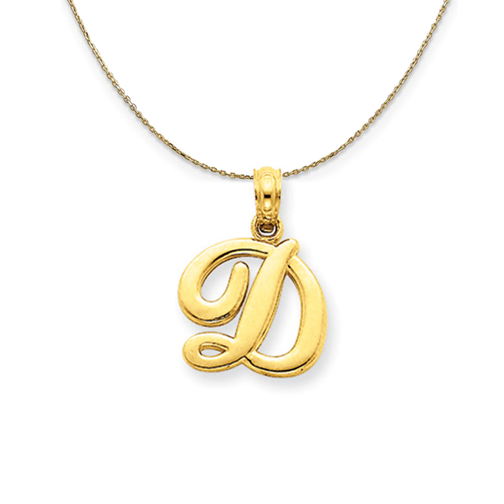 14k Yellow Gold, Mimi, Sm Script Initial D Necklace, Item N20080 by The Black Bow Jewelry Co.