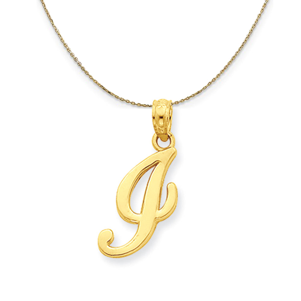 14k Yellow Gold, Mimi, Sm Script Initial I Necklace, Item N20085 by The Black Bow Jewelry Co.