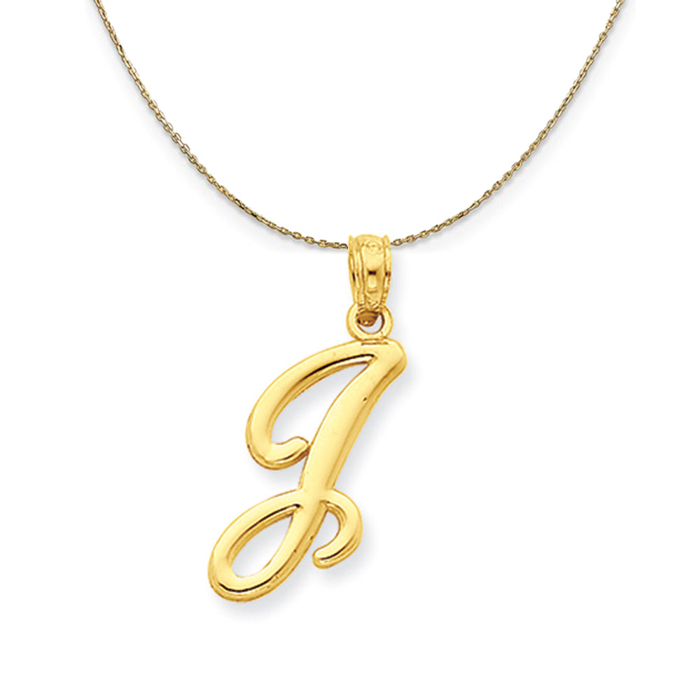 14k Yellow Gold, Mimi, Sm Script Initial J Necklace, Item N20086 by The Black Bow Jewelry Co.