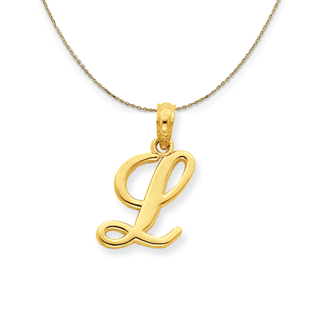 14k Yellow Gold, Mimi, Sm Script Initial L Necklace, Item N20088 by The Black Bow Jewelry Co.