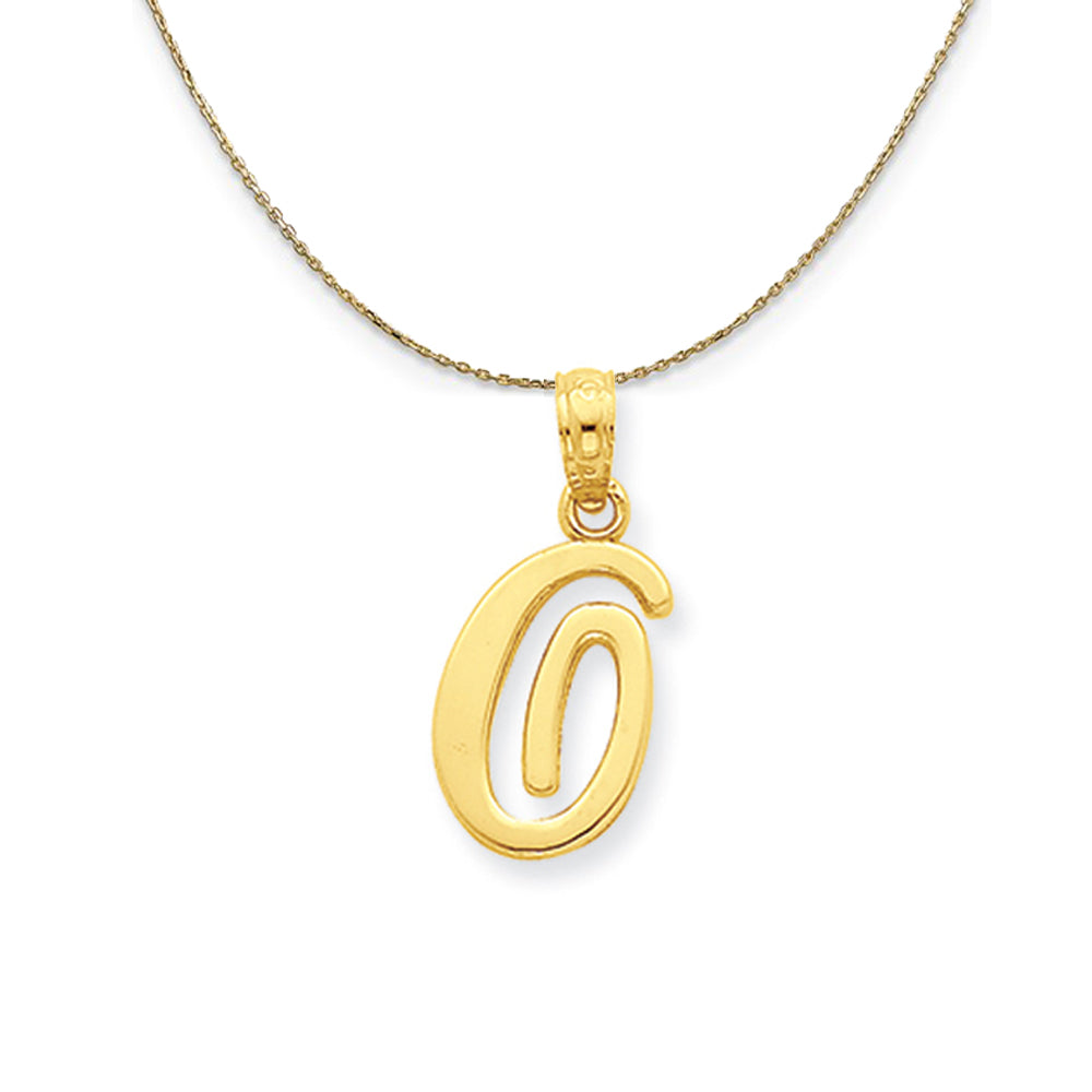 14k Yellow Gold, Mimi, Sm Script Initial O Necklace, Item N20091 by The Black Bow Jewelry Co.