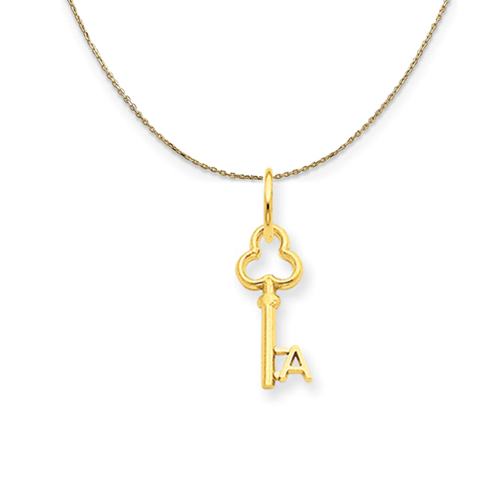 14k Yellow Gold Hannah Mini Initial A Shamrock Key Necklace, Item N20119 by The Black Bow Jewelry Co.