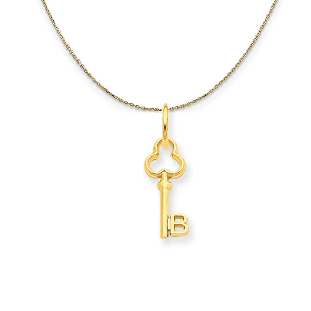 14k Yellow Gold Hannah Mini Initial B Shamrock Key Necklace, Item N20120 by The Black Bow Jewelry Co.