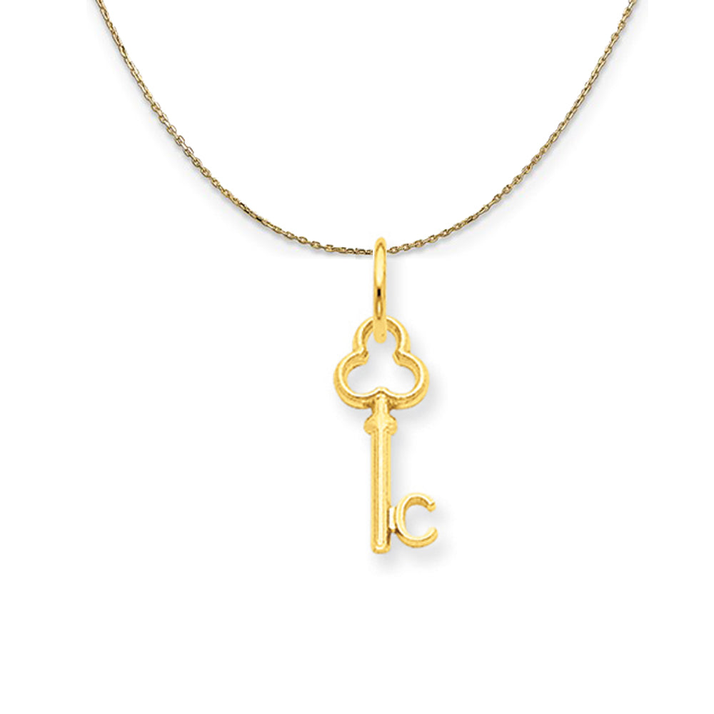 14k Yellow Gold Hannah Mini Initial C Shamrock Key Necklace, Item N20121 by The Black Bow Jewelry Co.