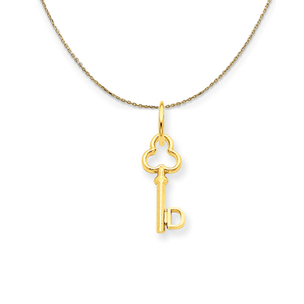 14k Yellow Gold Hannah Mini Initial D Shamrock Key Necklace, Item N20122 by The Black Bow Jewelry Co.