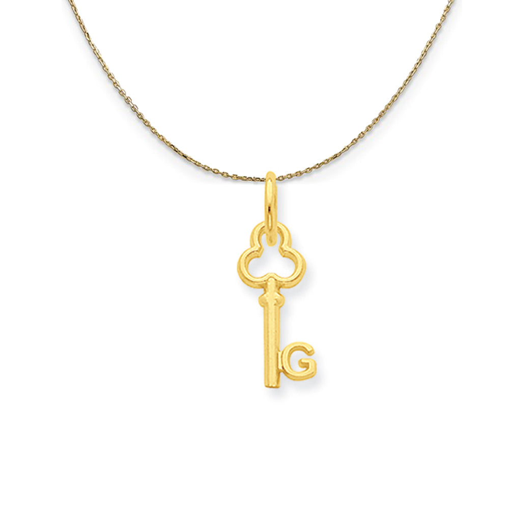 14k Yellow Gold Hannah Mini Initial G Shamrock Key Necklace, Item N20125 by The Black Bow Jewelry Co.