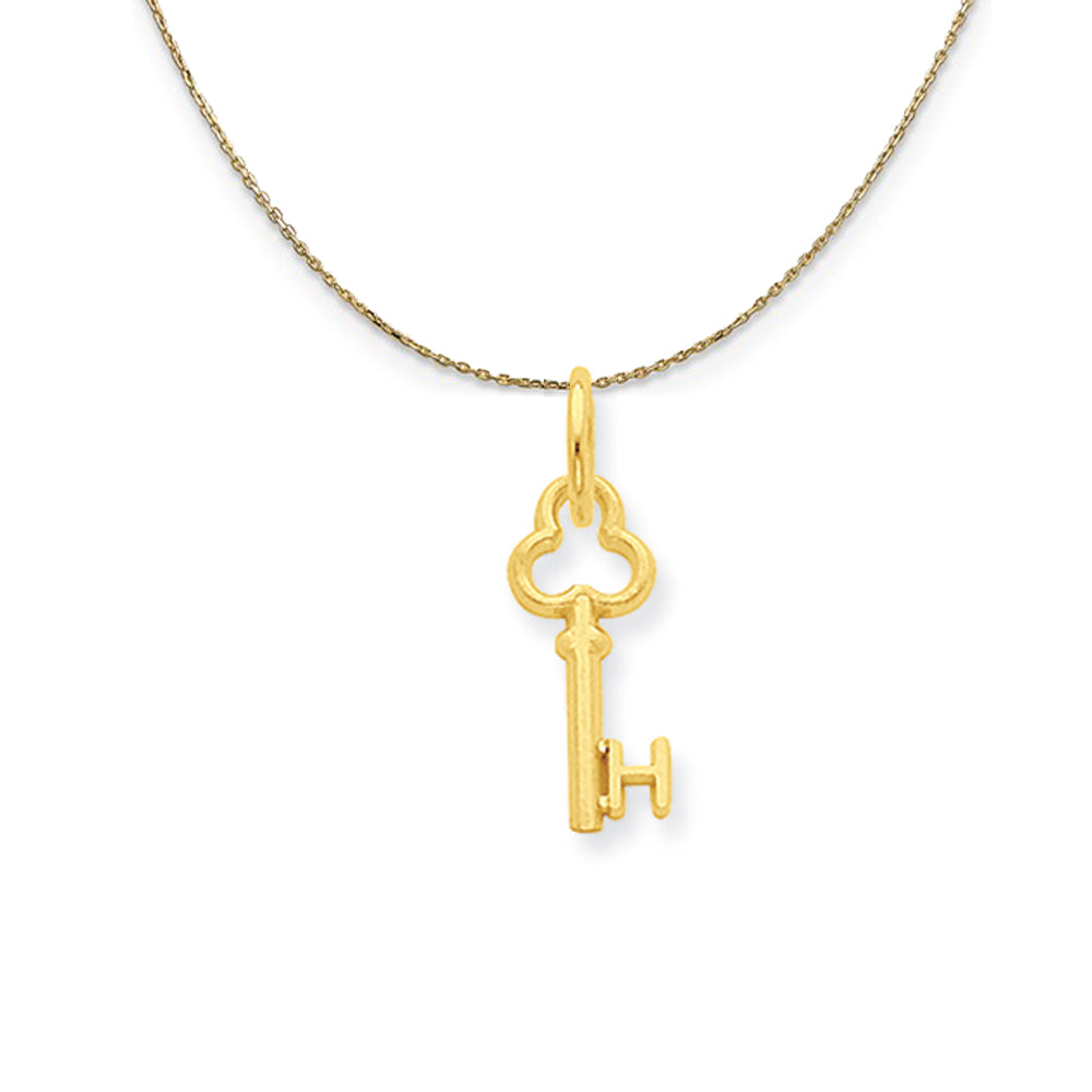 14k Yellow Gold Hannah Mini Initial H Shamrock Key Necklace, Item N20126 by The Black Bow Jewelry Co.
