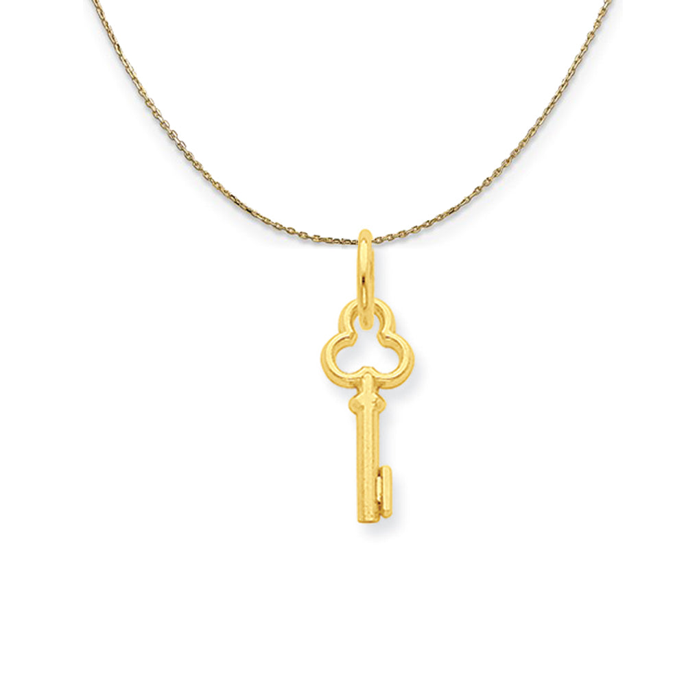 14k Yellow Gold Hannah Mini Initial I Shamrock Key Necklace, Item N20127 by The Black Bow Jewelry Co.