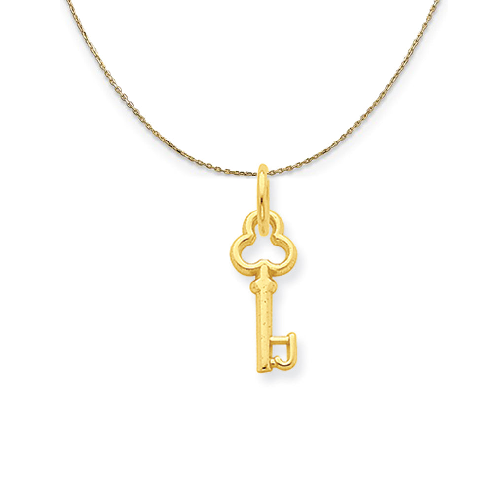 14k Yellow Gold Hannah Mini Initial J Shamrock Key Necklace, Item N20128 by The Black Bow Jewelry Co.