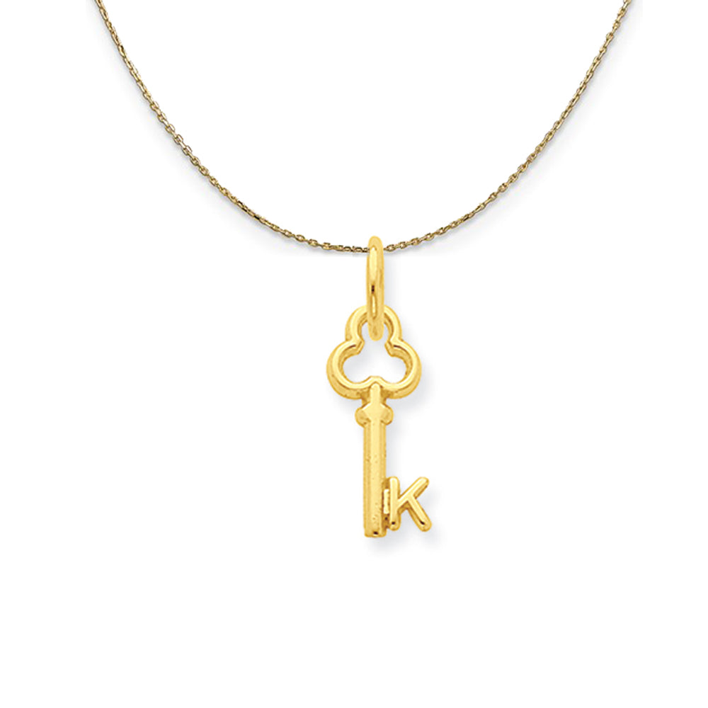 14k Yellow Gold Hannah Mini Initial K Shamrock Key Necklace, Item N20129 by The Black Bow Jewelry Co.