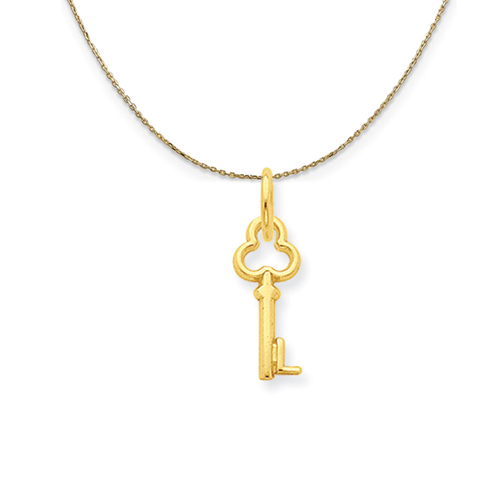 14k Yellow Gold Hannah Mini Initial L Shamrock Key Necklace, Item N20130 by The Black Bow Jewelry Co.