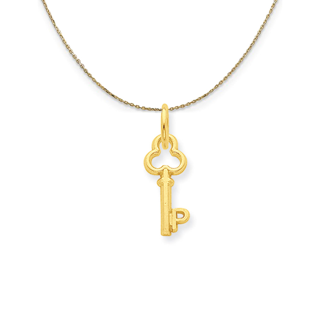 14k Yellow Gold Hannah Mini Initial P Shamrock Key Necklace, Item N20134 by The Black Bow Jewelry Co.