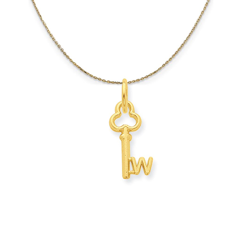 14k Yellow Gold Hannah Mini Initial W Shamrock Key Necklace, Item N20139 by The Black Bow Jewelry Co.