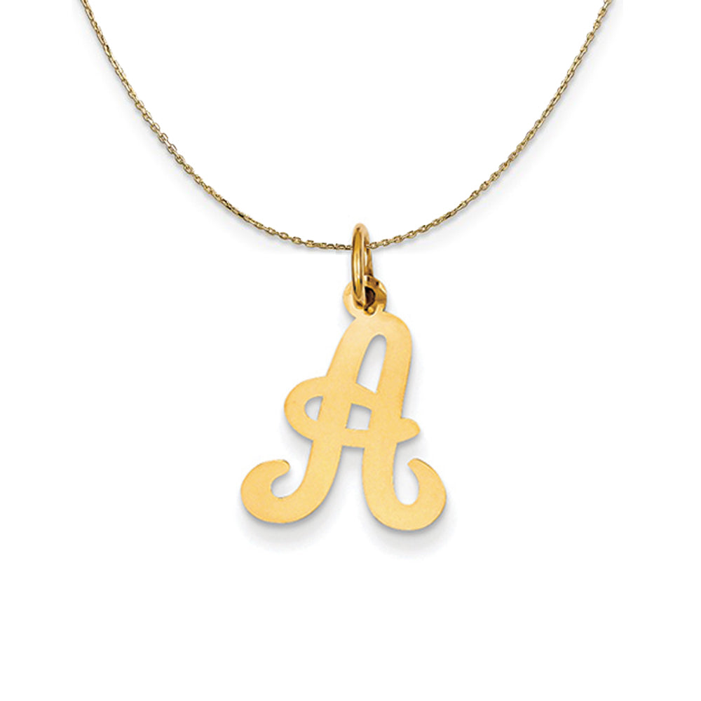 14k Yellow Gold, Sophia, Sm Script Initial A Necklace, Item N20140 by The Black Bow Jewelry Co.