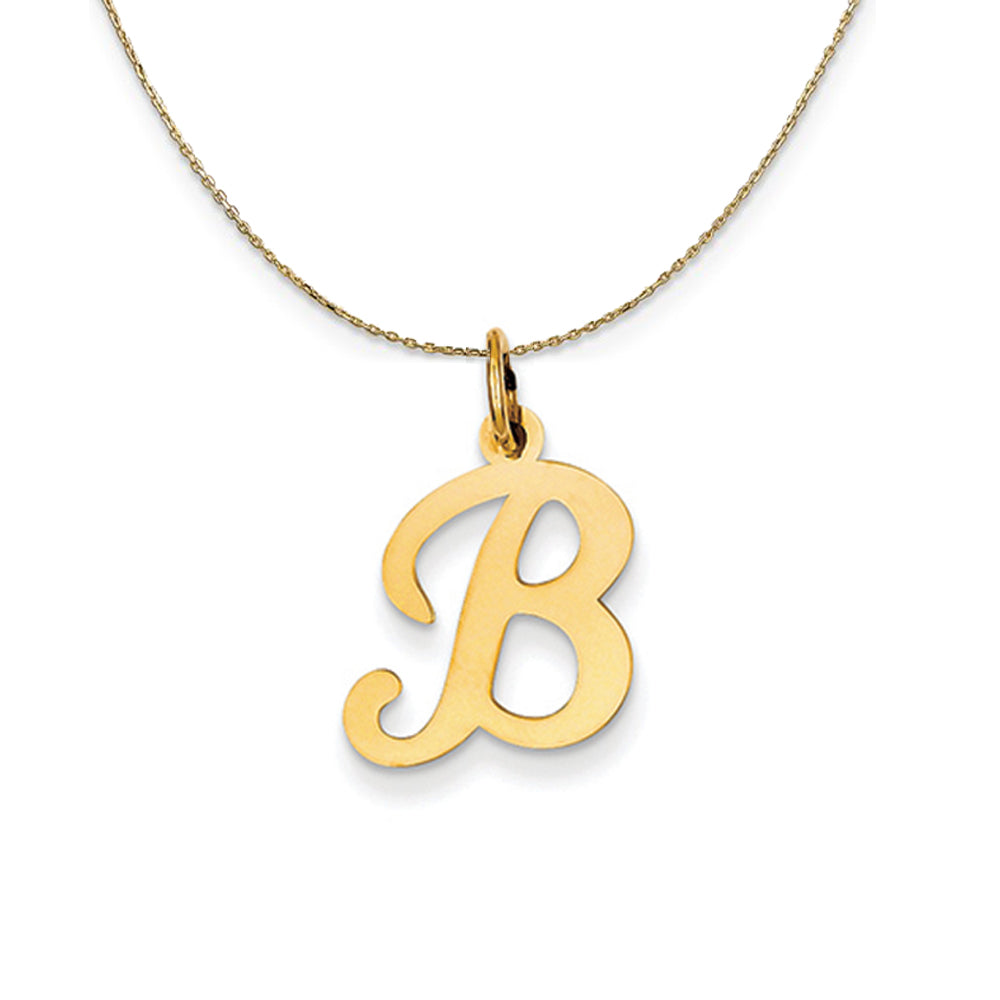 14k Yellow Gold, Sophia, Sm Script Initial B Necklace, Item N20141 by The Black Bow Jewelry Co.