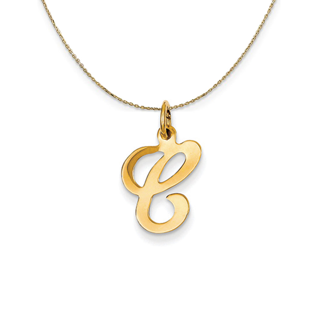 14k Yellow Gold, Sophia, Sm Script Initial C Necklace, Item N20142 by The Black Bow Jewelry Co.