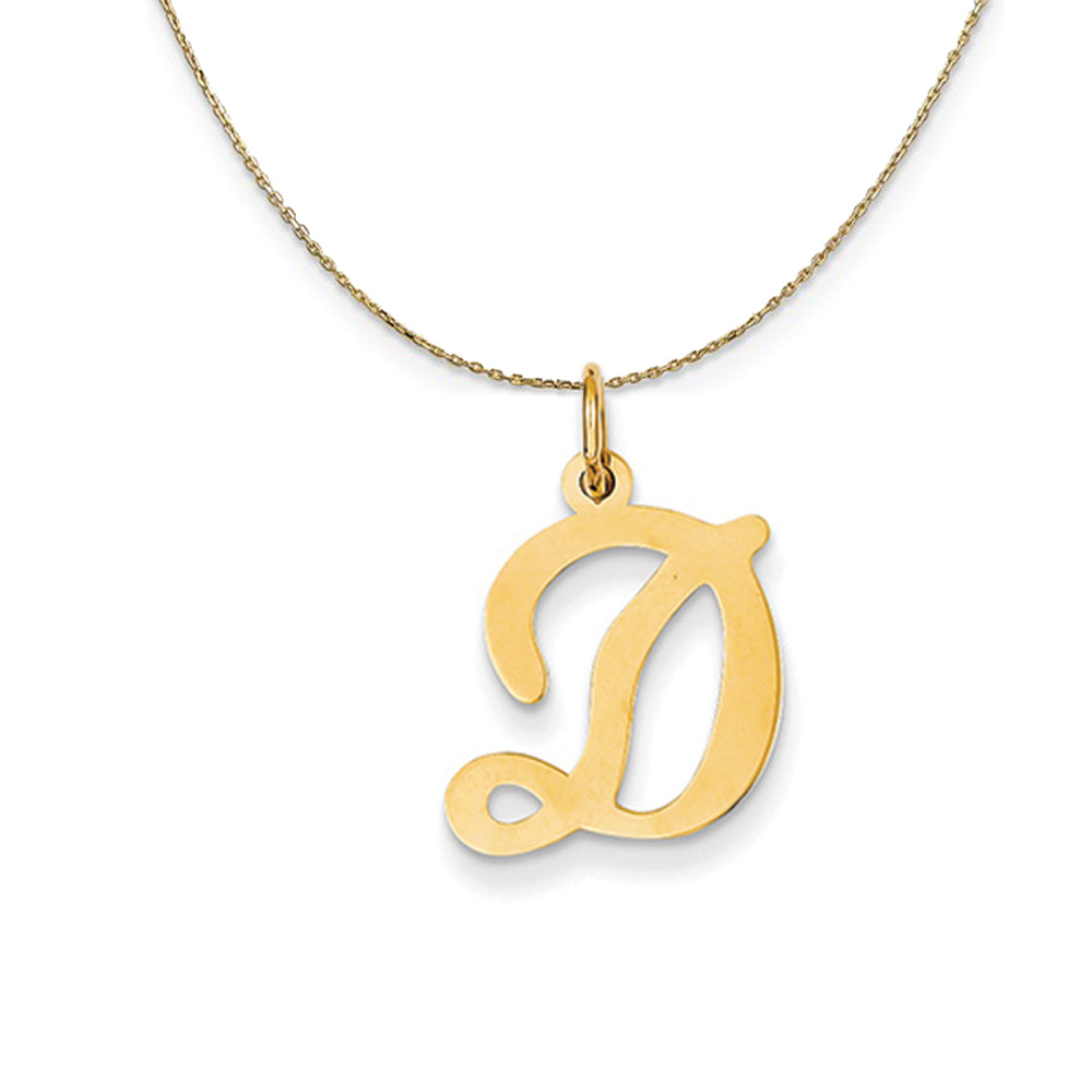 14k Yellow Gold, Sophia, Sm Script Initial D Necklace, Item N20143 by The Black Bow Jewelry Co.