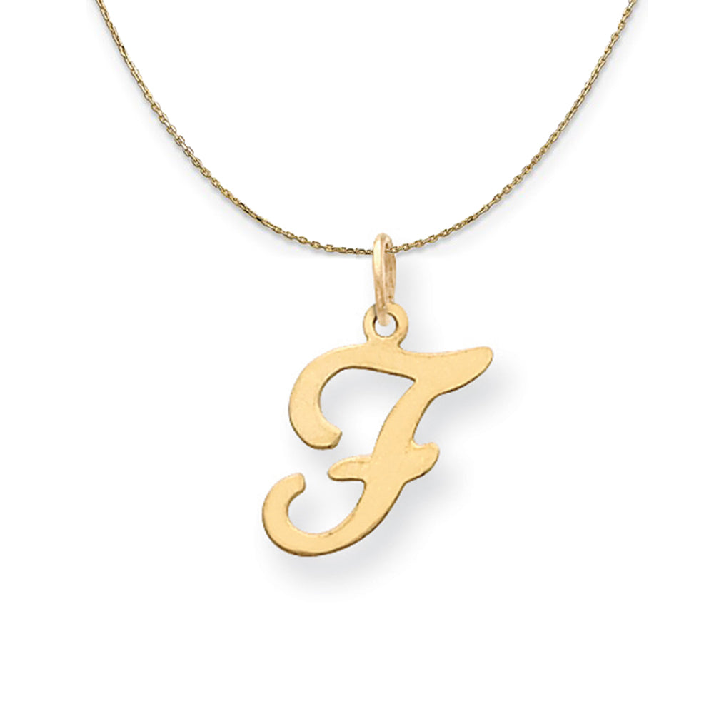 14k Yellow Gold, Sophia, Sm Script Initial F Necklace, Item N20145 by The Black Bow Jewelry Co.