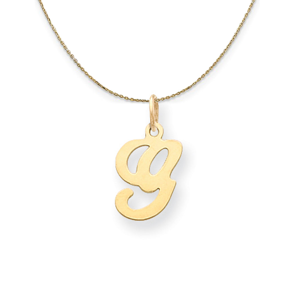 14k Yellow Gold, Sophia, Sm Script Initial G Necklace, Item N20146 by The Black Bow Jewelry Co.