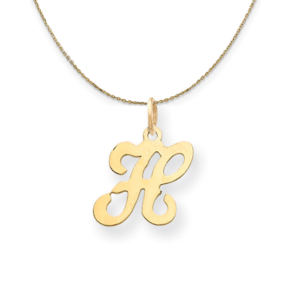 14k Yellow Gold, Sophia, Sm Script Initial H Necklace, Item N20147 by The Black Bow Jewelry Co.