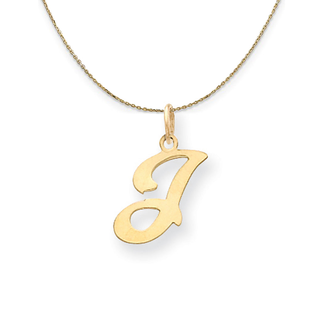 14k Yellow Gold, Sophia, Sm Script Initial J Necklace, Item N20149 by The Black Bow Jewelry Co.