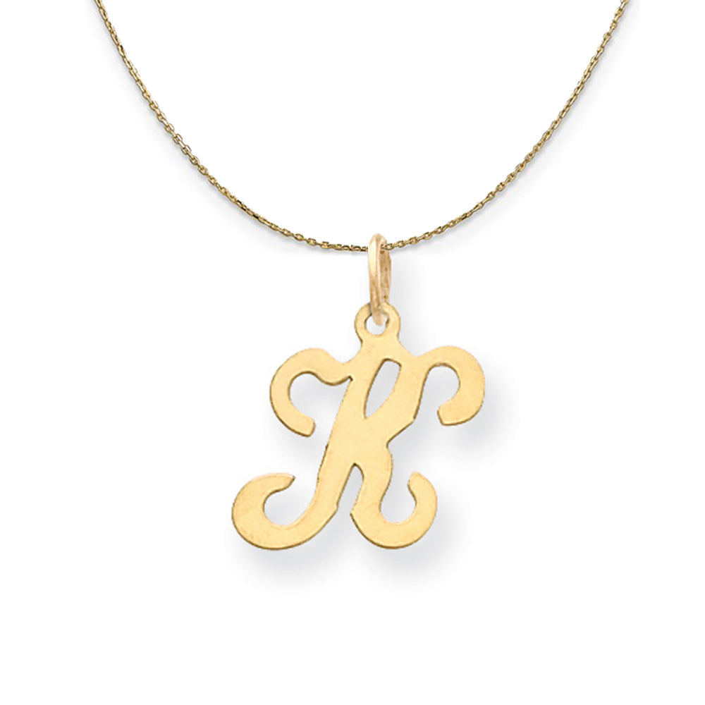 14k Yellow Gold, Sophia, Sm Script Initial K Necklace, Item N20150 by The Black Bow Jewelry Co.