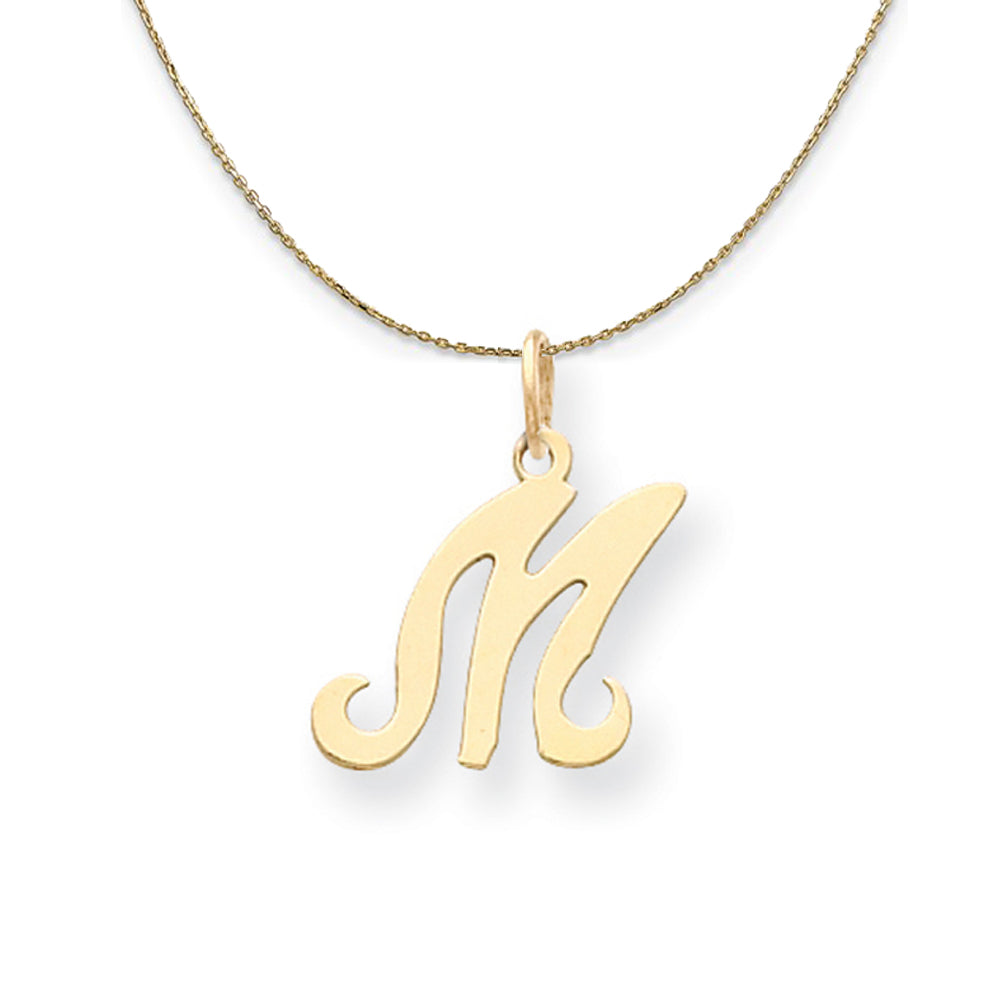 14k Yellow Gold, Sophia, Sm Script Initial M Necklace, Item N20152 by The Black Bow Jewelry Co.