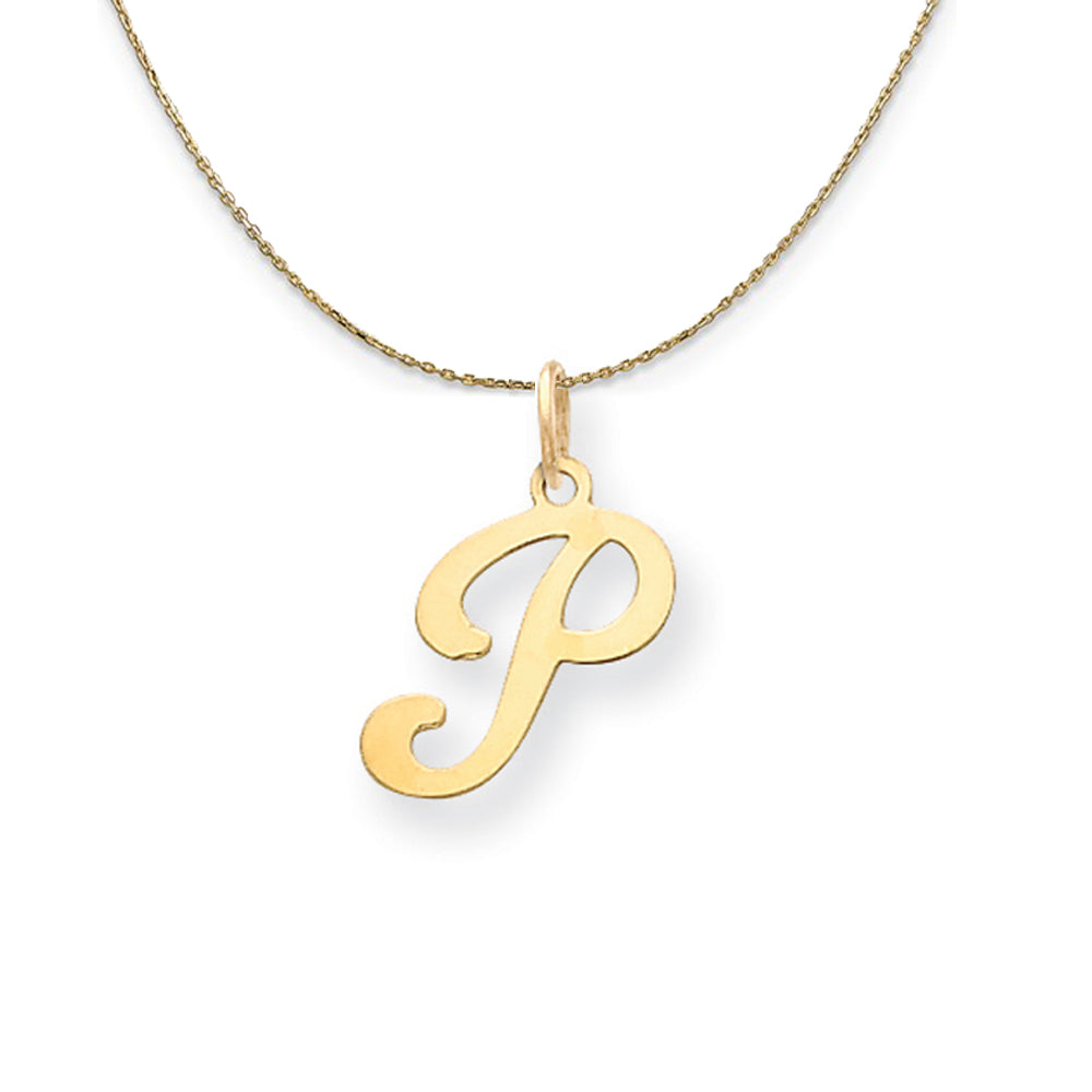 14k Yellow Gold, Sophia, Sm Script Initial P Necklace, Item N20155 by The Black Bow Jewelry Co.