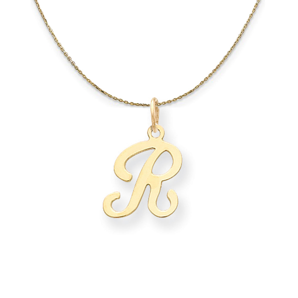 14k Yellow Gold, Sophia, Sm Script Initial R Necklace, Item N20156 by The Black Bow Jewelry Co.