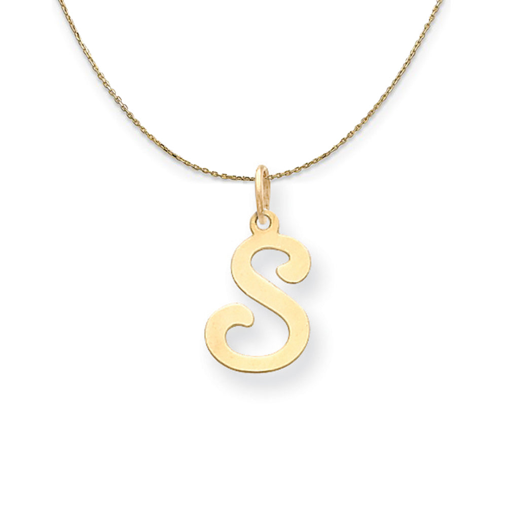 14k Yellow Gold, Sophia, Sm Script Initial S Necklace, Item N20157 by The Black Bow Jewelry Co.