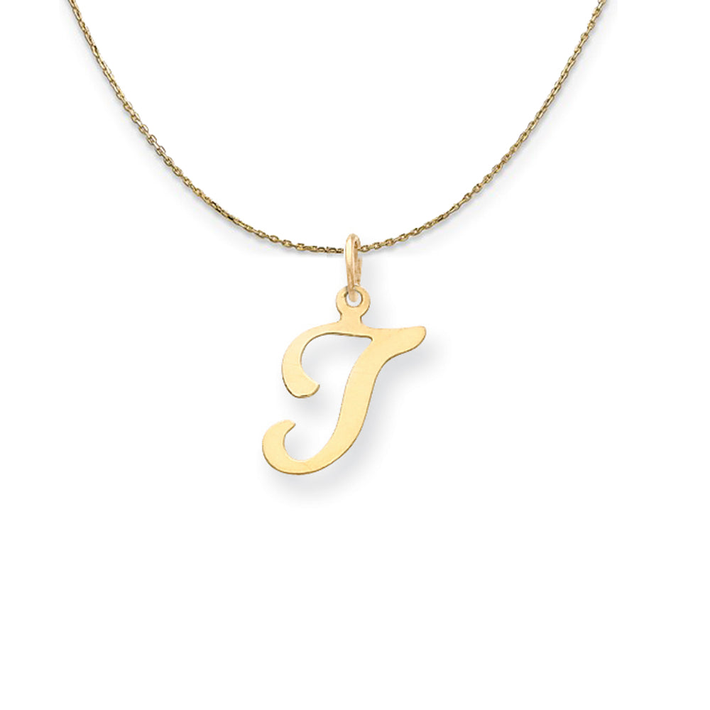 14k Yellow Gold, Sophia, Sm Script Initial T Necklace, Item N20158 by The Black Bow Jewelry Co.