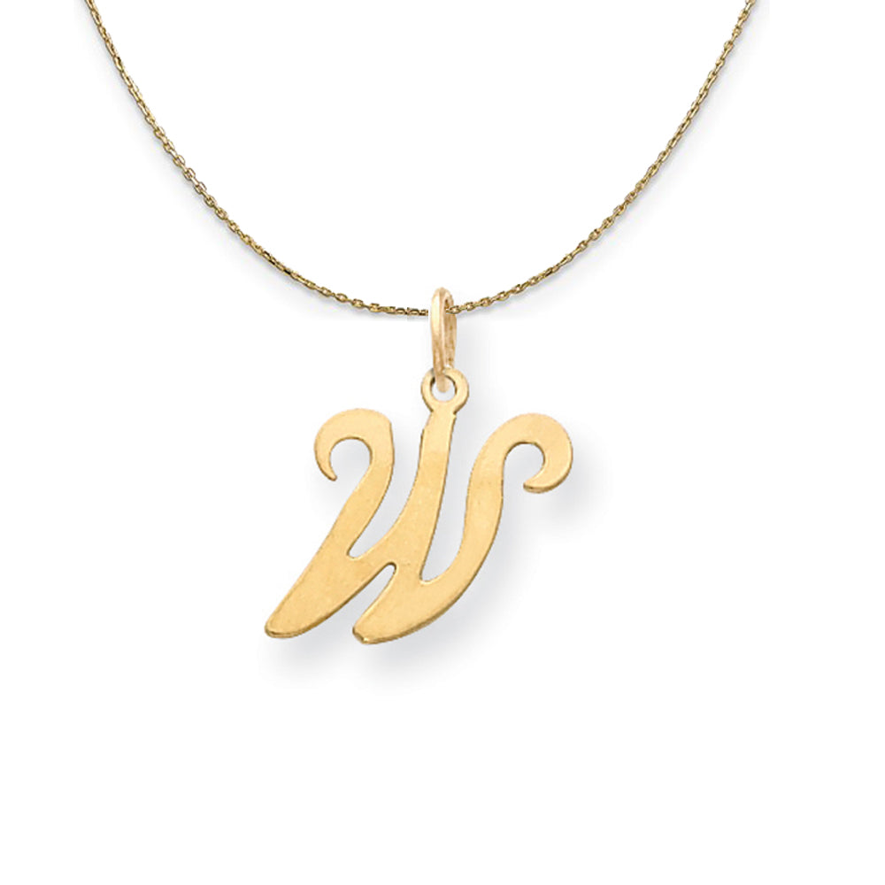 14k Yellow Gold, Sophia, Sm Script Initial W Necklace, Item N20160 by The Black Bow Jewelry Co.