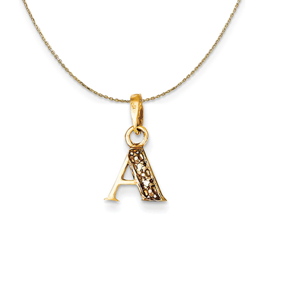 14k Yellow Gold Chloe Mini Diamond Accent initial A Necklace, Item N20161 by The Black Bow Jewelry Co.
