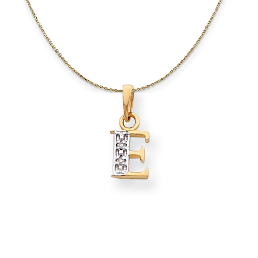 14k Yellow Gold Chloe Mini Diamond Accent initial E Necklace, Item N20165 by The Black Bow Jewelry Co.