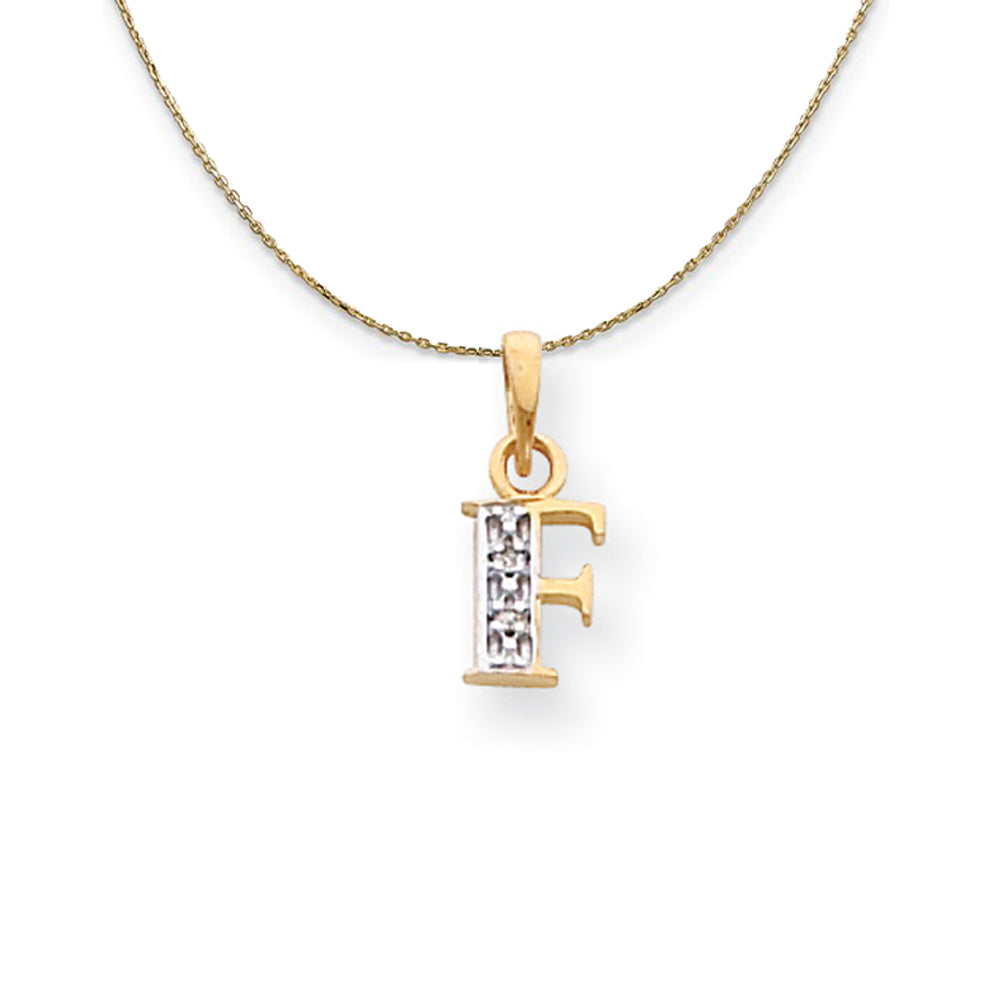14k Yellow Gold Chloe Mini Diamond Accent initial F Necklace, Item N20166 by The Black Bow Jewelry Co.