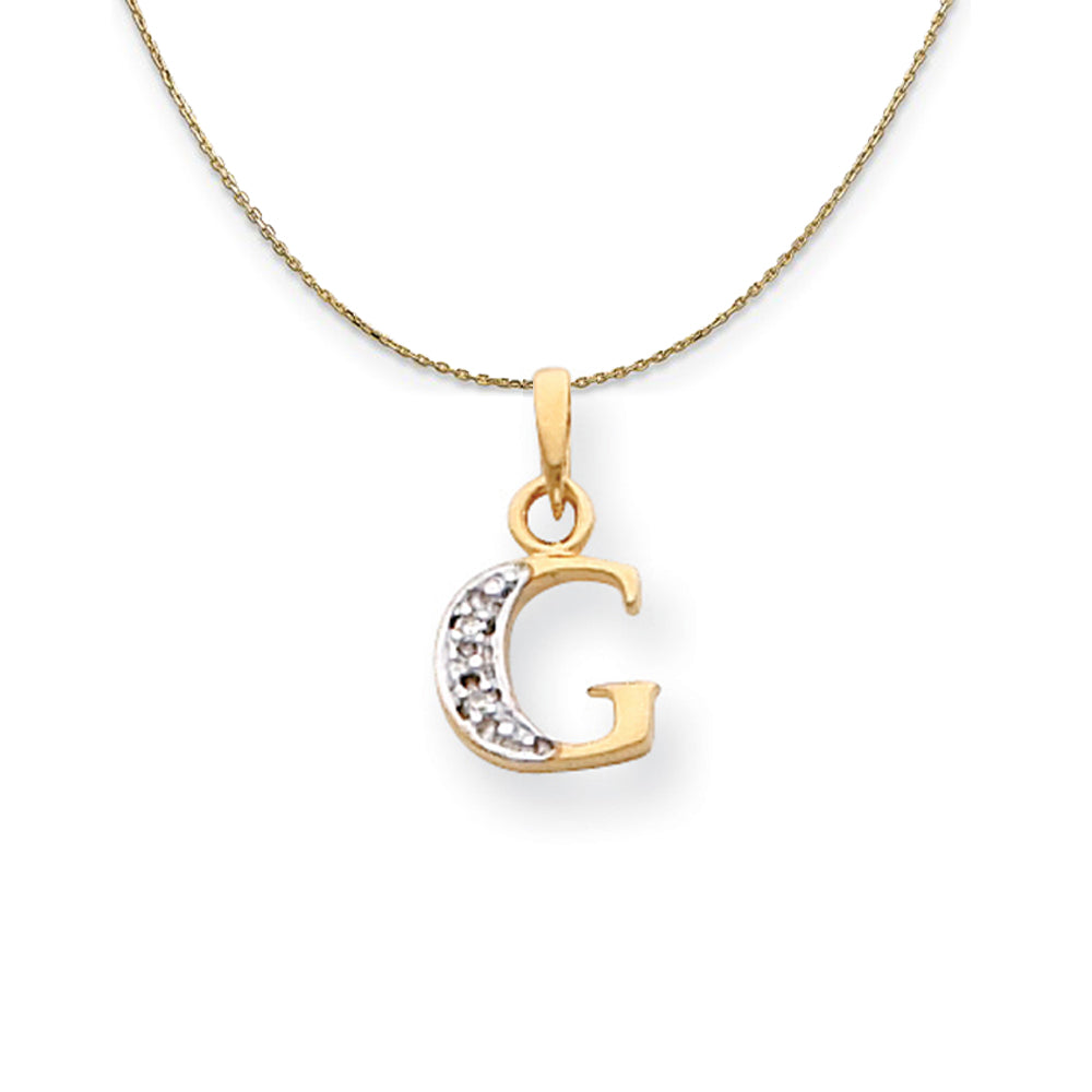 14k Yellow Gold Chloe Mini Diamond Accent initial G Necklace, Item N20167 by The Black Bow Jewelry Co.