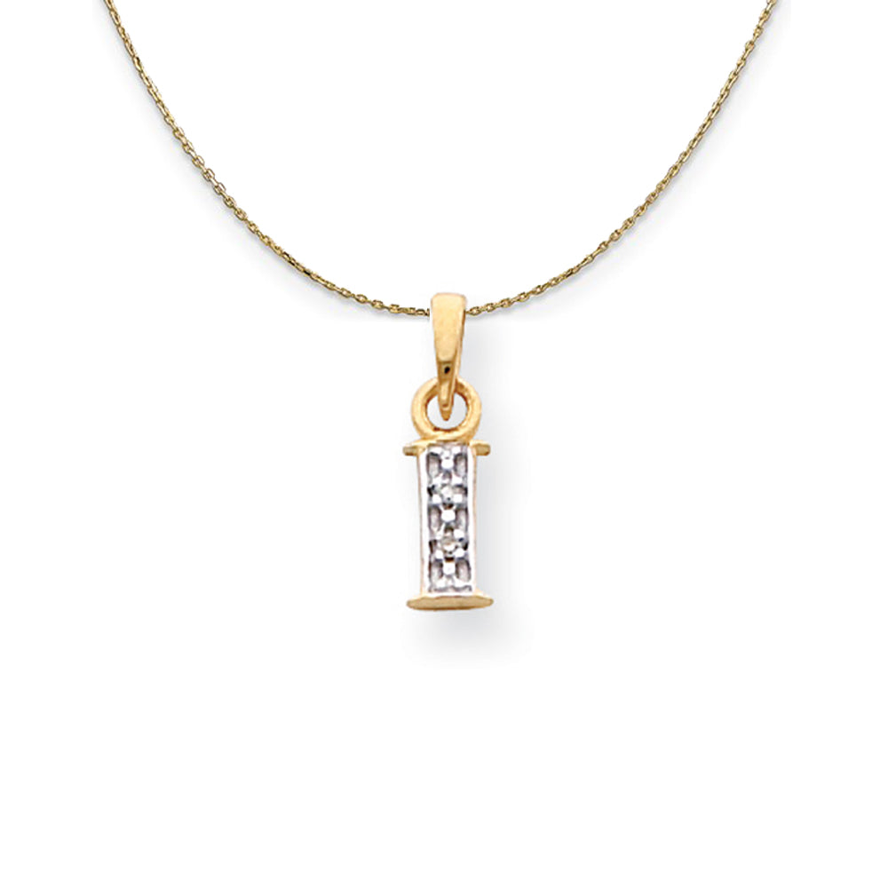 14k Yellow Gold Chloe Mini Diamond Accent initial I Necklace, Item N20169 by The Black Bow Jewelry Co.