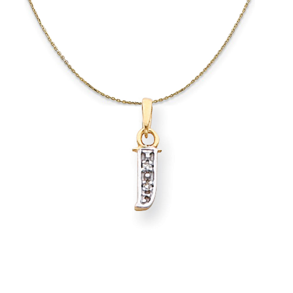 14k Yellow Gold Chloe Mini Diamond Accent initial J Necklace, Item N20170 by The Black Bow Jewelry Co.