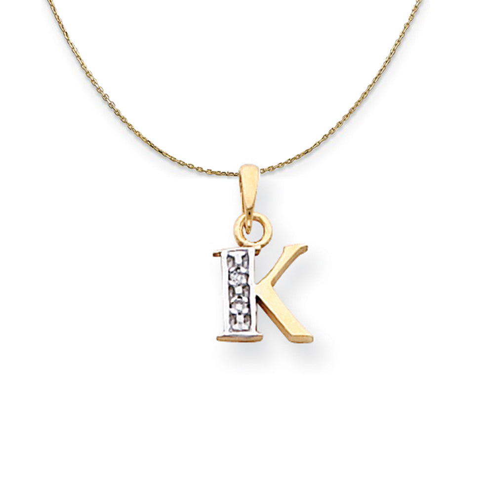 14k Yellow Gold Chloe Mini Diamond Accent initial K Necklace, Item N20171 by The Black Bow Jewelry Co.