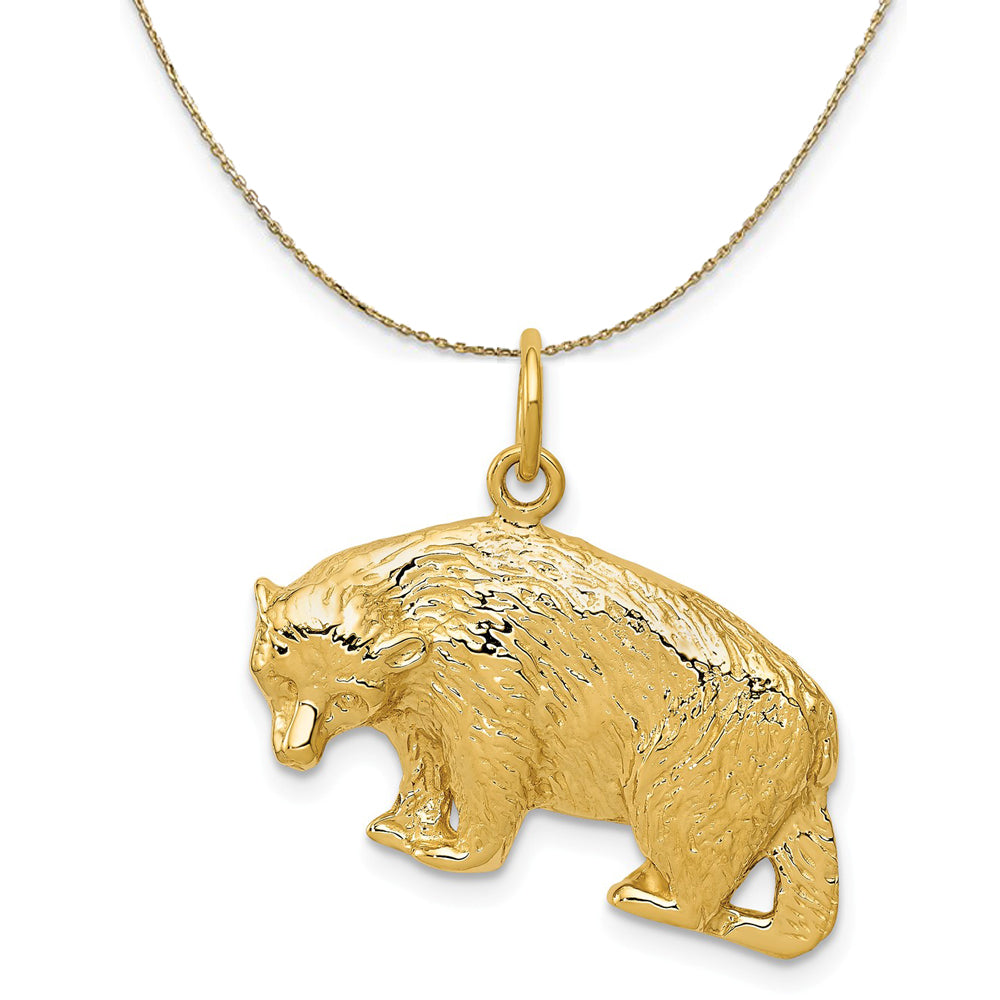 14k Yellow Gold 25mm Polished Bear Necklace, Item N20184 by The Black Bow Jewelry Co.