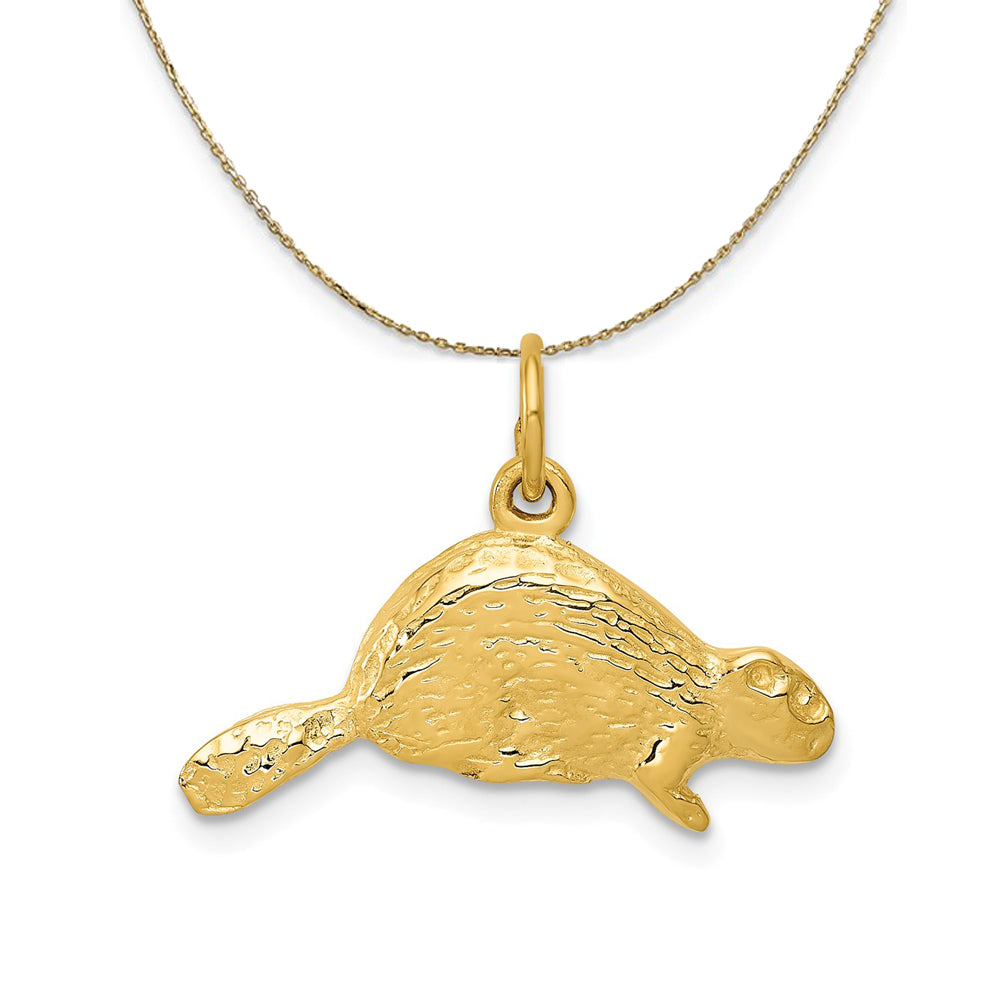 14k Yellow Gold Beaver Necklace, Item N20188 by The Black Bow Jewelry Co.