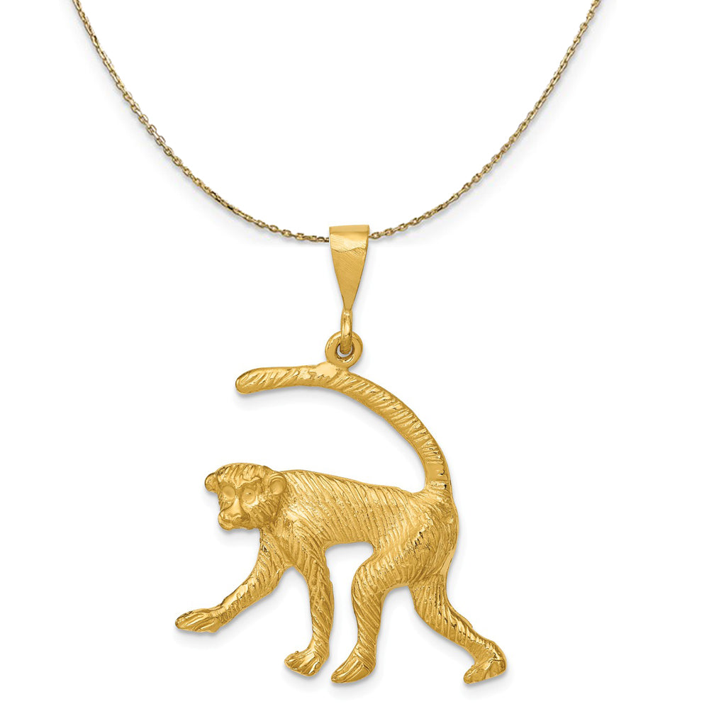14k Yellow Gold Polished and Monkey Necklace, Item N20204 by The Black Bow Jewelry Co.