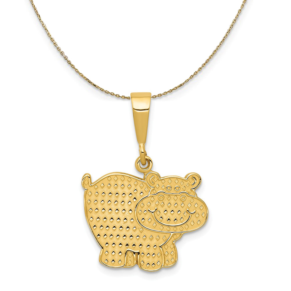 14k Yellow Gold Hippo Necklace, Item N20218 by The Black Bow Jewelry Co.
