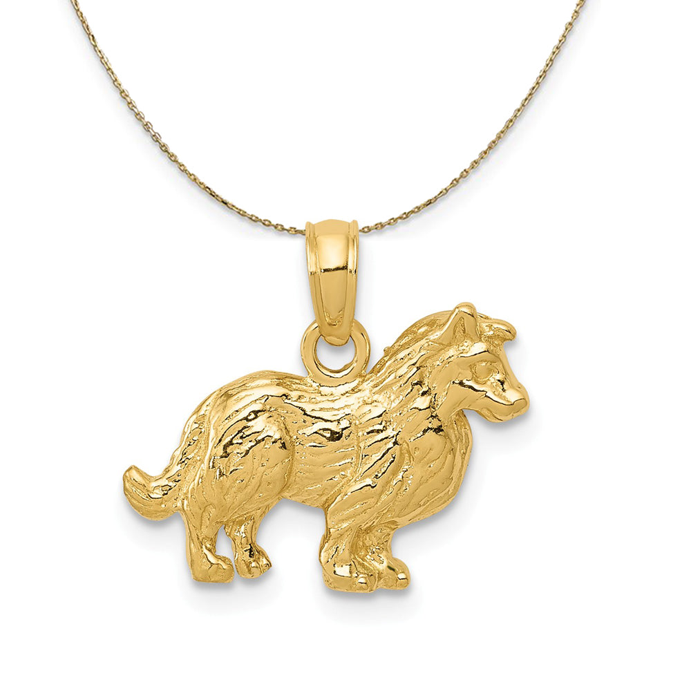 14k Yellow Gold Sm Collie Necklace, Item N20240 by The Black Bow Jewelry Co.