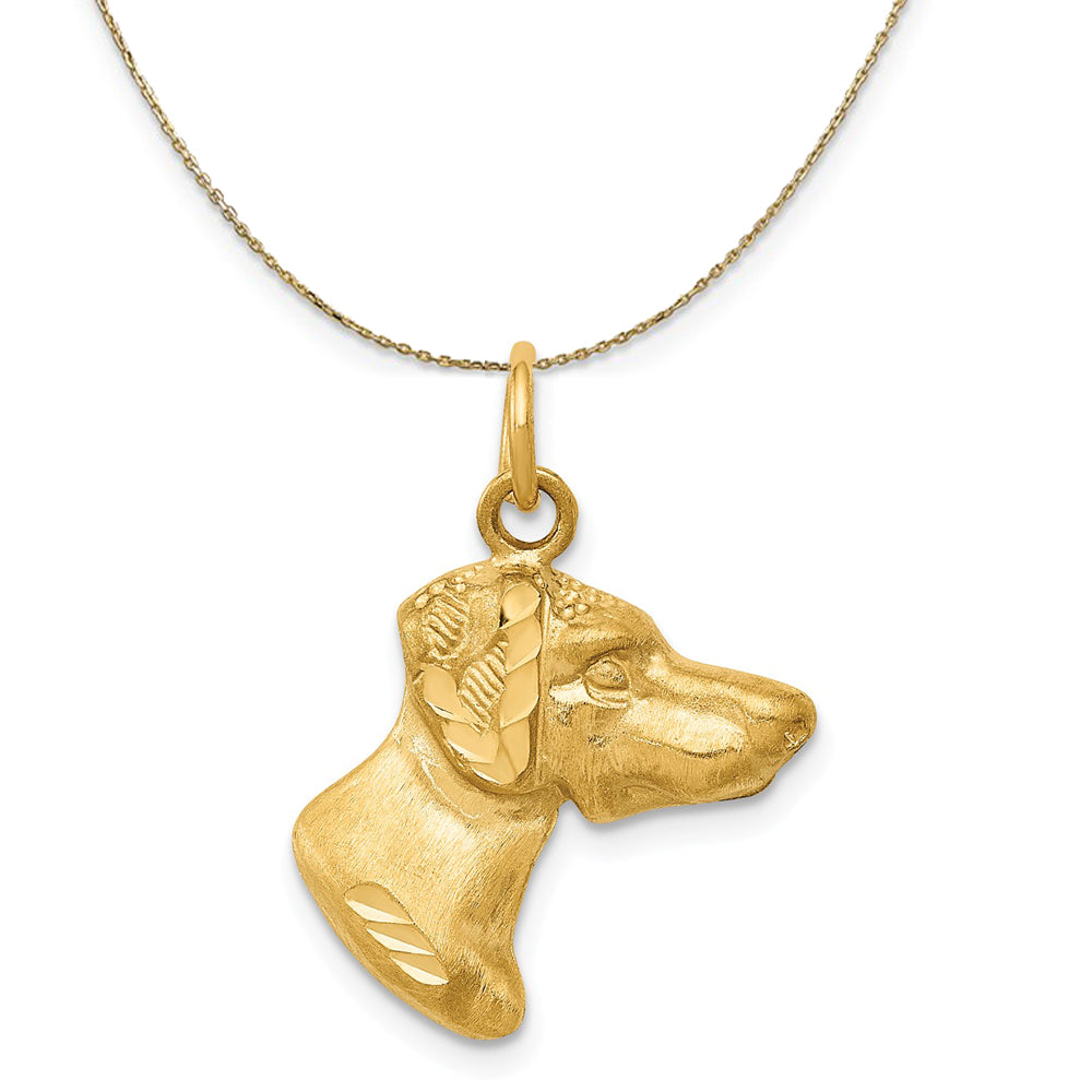 14k Yellow Gold Pointer Dog Head Necklace, Item N20266 by The Black Bow Jewelry Co.