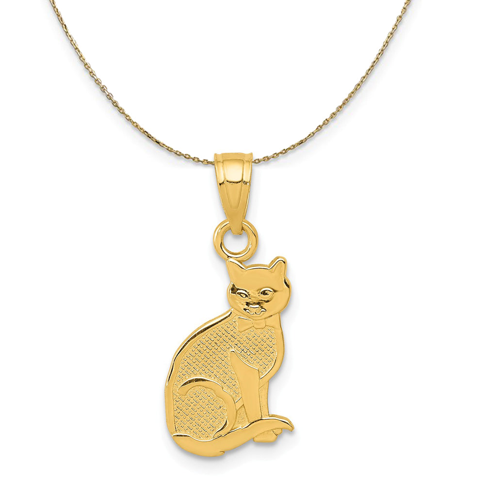 14k Yellow Gold Reversible I Heart My Cat Necklace - The Black Bow