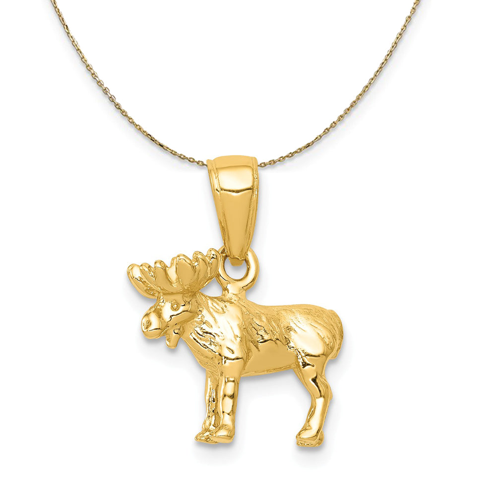 14k Yellow Gold Sm Polished Moose Profile Necklace, Item N20316 by The Black Bow Jewelry Co.
