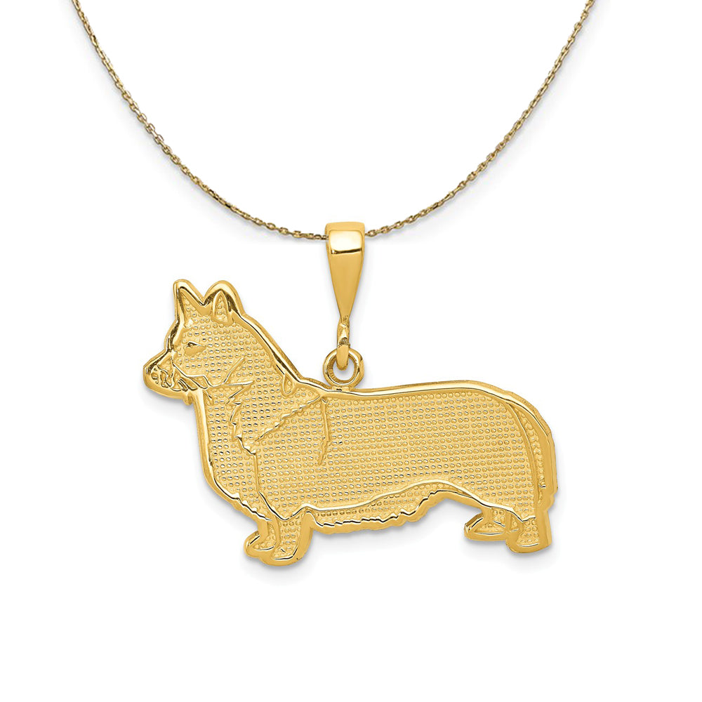 14k Yellow Gold Welsh Corgi Dog Necklace, Item N20327 by The Black Bow Jewelry Co.